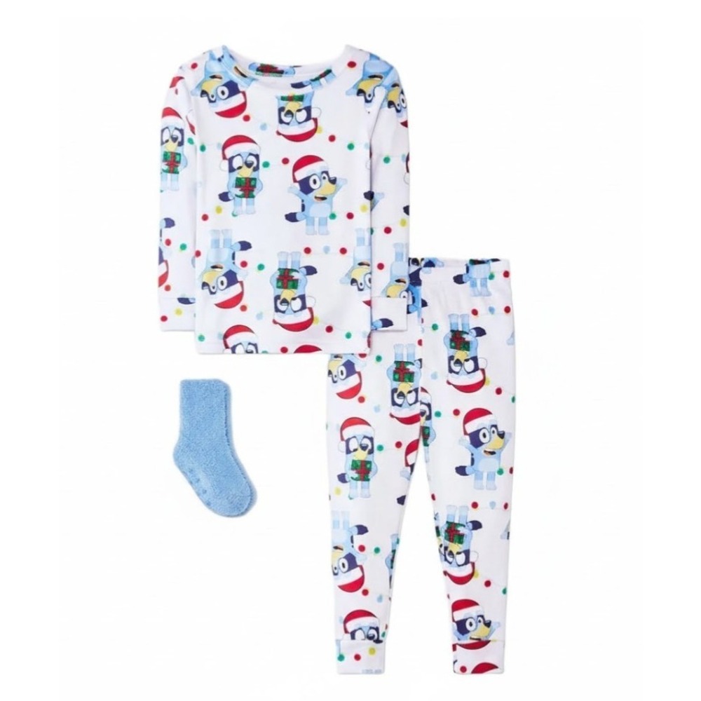 Girls boys kids Christmas Velour Pajama Set with Socks Size 2T